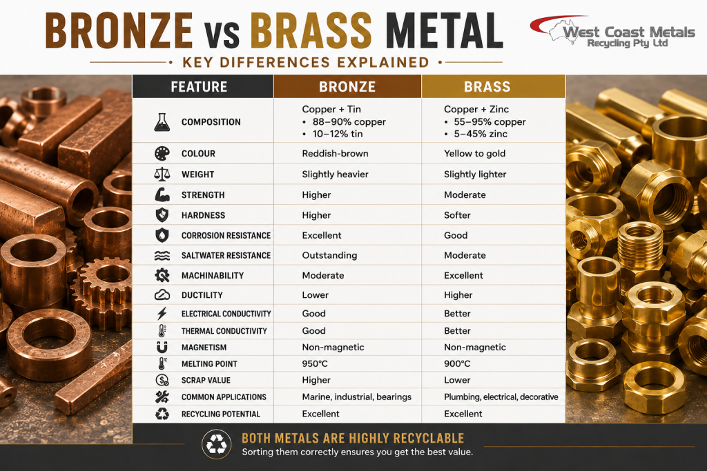 Bronze vs Brass Metal